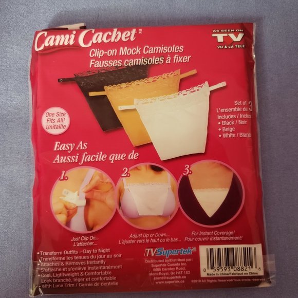 NEW Cami Secret Clip-On Mock Camisoles Set of 3 Black Beige White One Size - NWT - Picture 2 of 4
